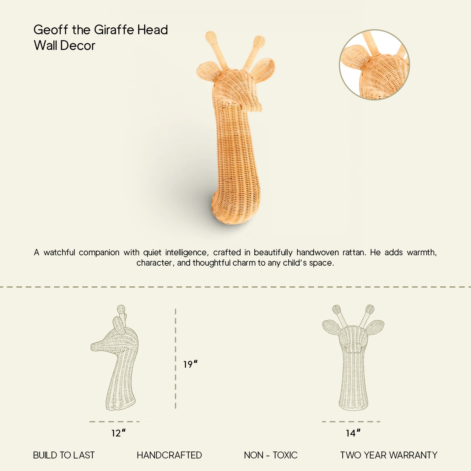 Geoff the Giraffe Head Wall Decor