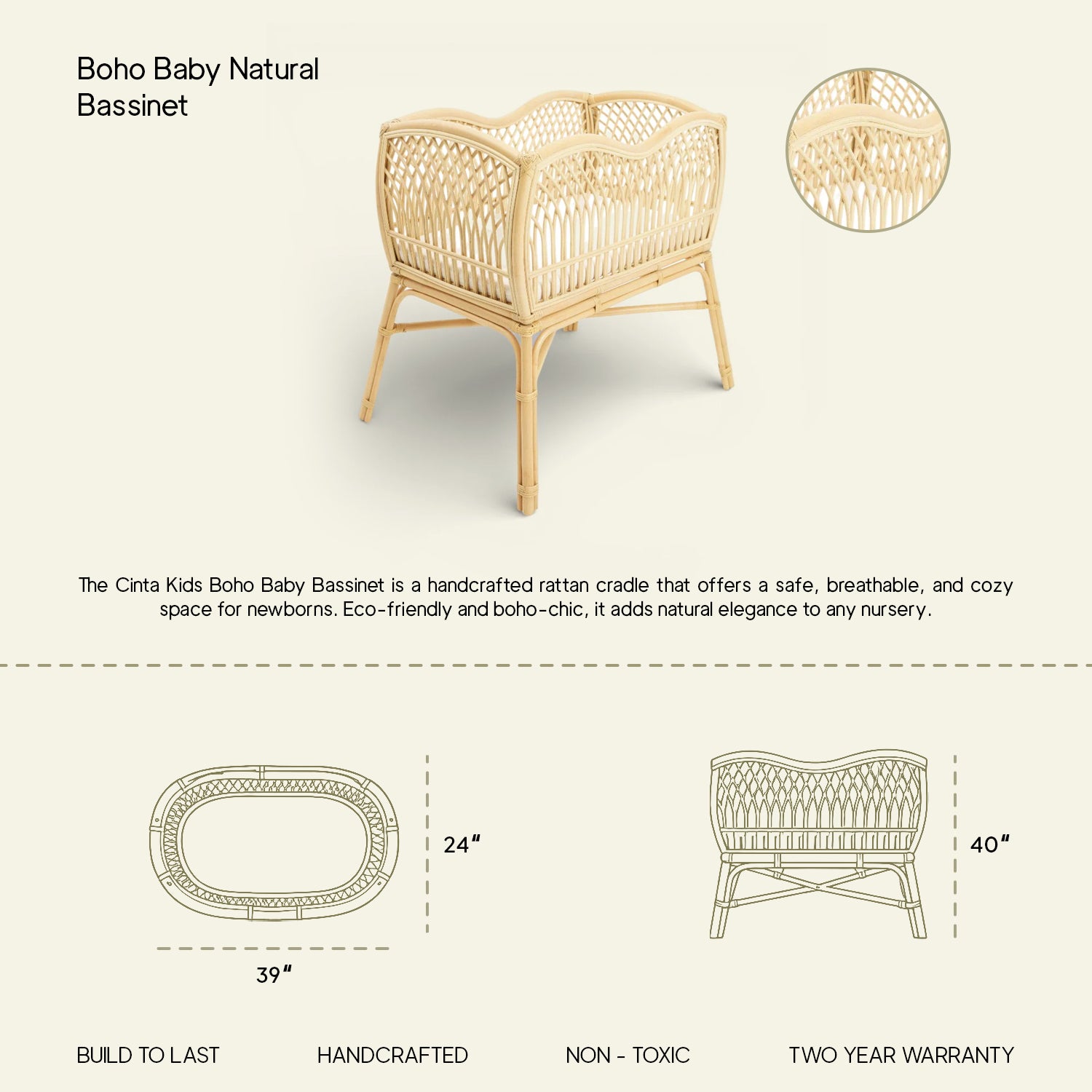 Boho Baby Natural Bassinet