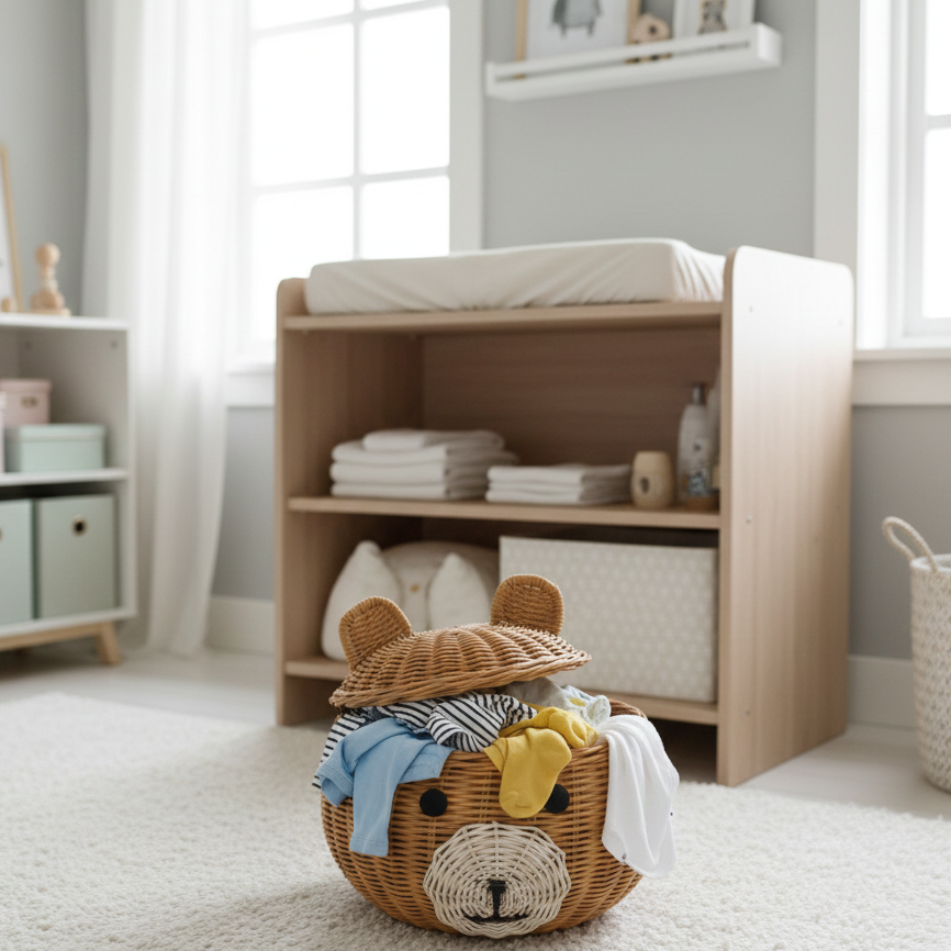 Rattan Bear laundry Basket